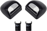 LED License Plate Light Lamp Lens White Bulbs Black Rear Housing Compatible with 1999 after Silverado Sierra Avalanche Suburban Escalade Yukon GMC Cadillac Truck Step Bumper, Pack of 2